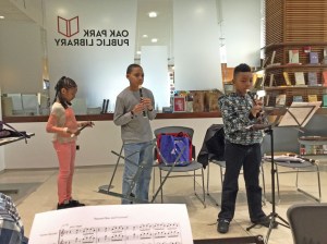 Students of Sarah Buksa's Recorder Club from Carnegie Elementary School.